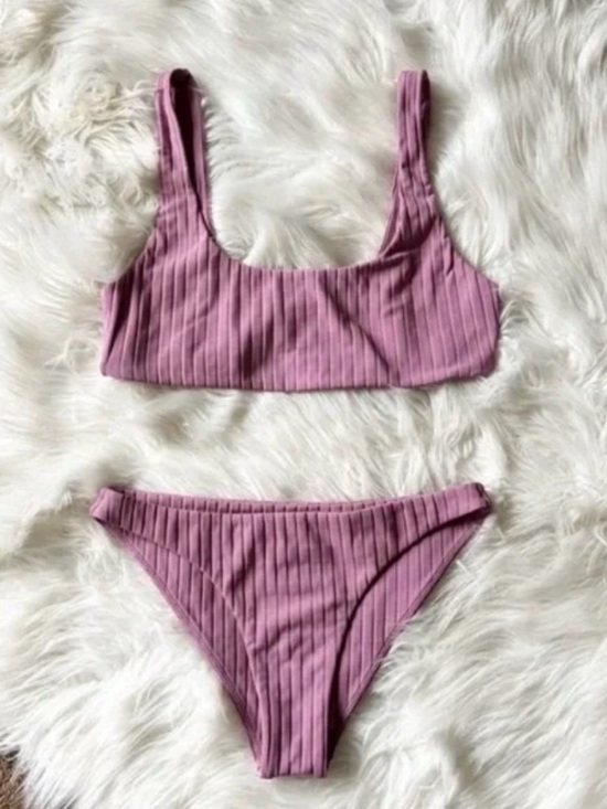 Mikoh Other - Mikoh Mauve Ribbed Scoop Bikini Set L/XL